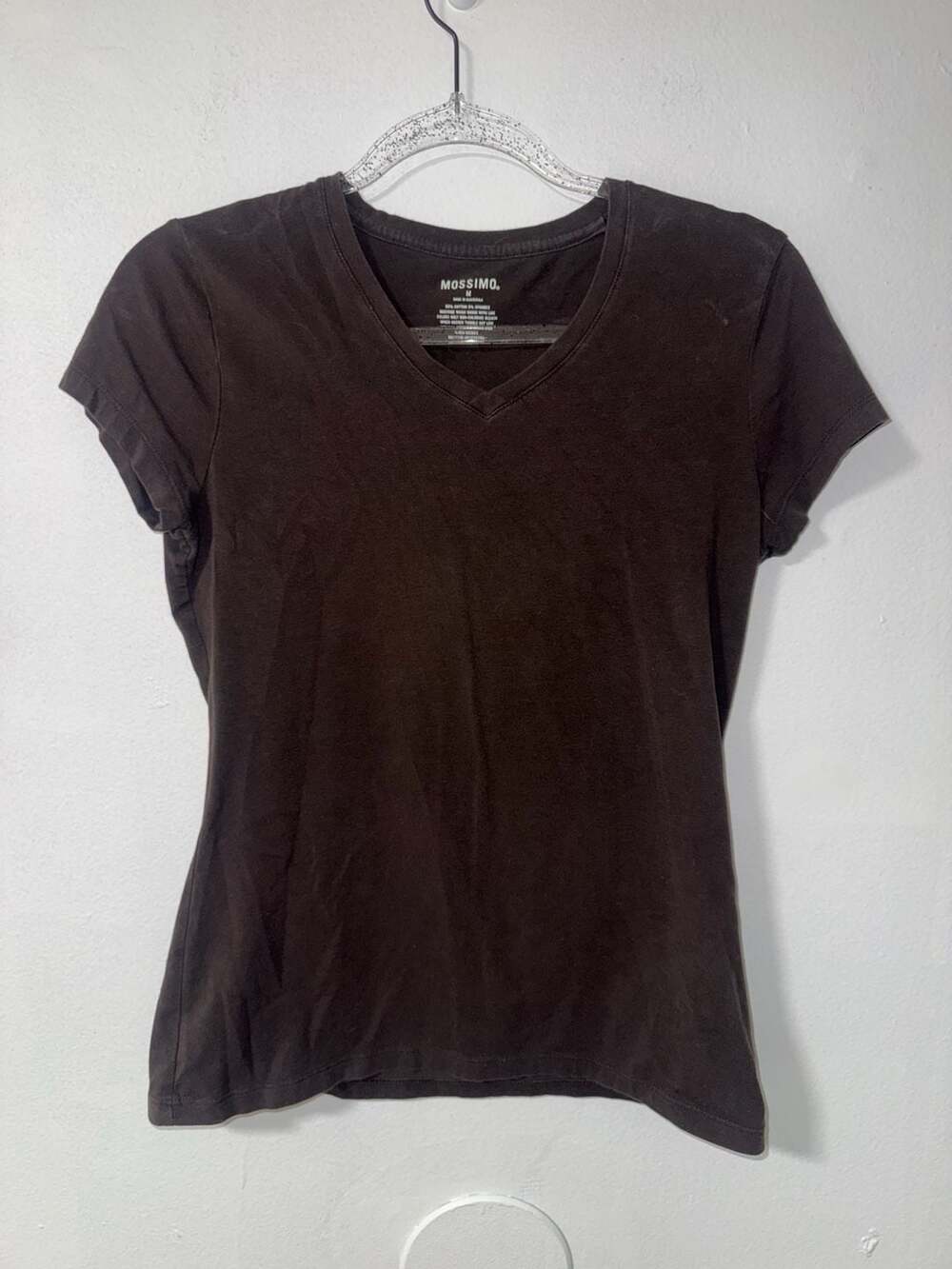 Mossimo Women's Brown V-Neck Short Sleeve T-Shirt Size M